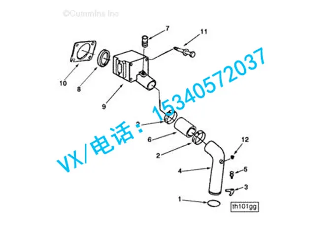 适用于康明斯发动机208128节温器壳垫片